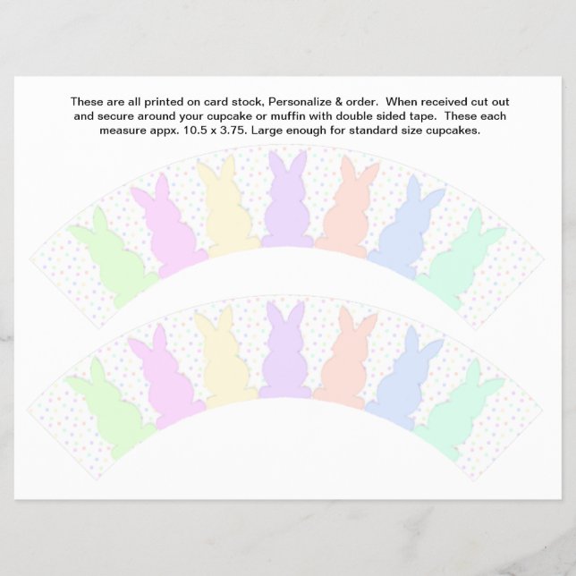 Flyer 2 Pastel Bunnies Baby Personalize Wrappers Cupcake (Frente)