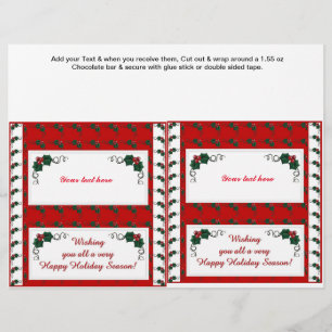Flyer 2 Wrappers de Bar Holly Candy Feriados de Natal