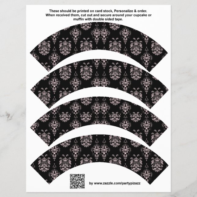 Flyer 4 Casamentos tema damasco Aniversário do Cupcake P (Frente)