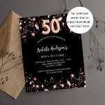 Flyer 50º aniversário do convite para o orçamento de our<br><div class="desc">Por favor, note que este convite está no papel de folheto e é muito fino. Os envelopes não estão incluídos. Para convites mais espessos (mesmo design) visite nossa loja. Um fundo preto clássico, decorado com estrelas douradas rosa. Personalize e adicione um nome e detalhes da parte. O número é escrito...</div>