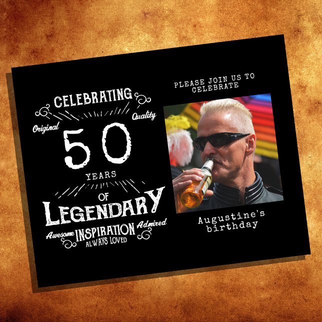 Flyer 50º Convite de Aniversário para Orçamento Preto (Criador carregado)