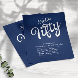 Flyer 50 Blue White Budget 50th Aniversário Convite