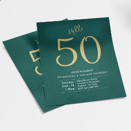 Flyer 50 Orçamento Dourado Verde 50.o Convite de Anivers