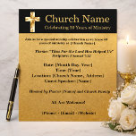 Flyer 50th Anniversary Black Gold Church Invitation<br><div class="desc">Celebrate your church's 50th anniversary with these elegant black-and-gold invitation flyers—featuring a metallic gold Cross and a beautiful background—add your church's custom details (and logo). DM us if you need assistance with this design.</div>