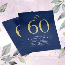Flyer 60 Azul Orçamento Dourado 60.º Convite de Aniversá