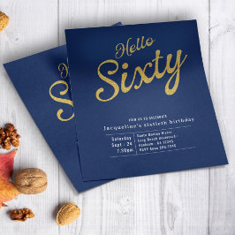 Flyer 60 Azul Orçamento Dourado 60.º Convite de Aniversá
