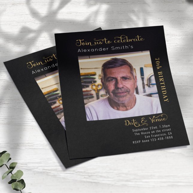 Flyer 70 de Orçamento Convite Preto de Aniversário (Criador carregado)