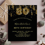 Flyer 80 de aniversário convite para o orçamento do leop<br><div class="desc">Por favor, note que este convite está no papel de folheto e é muito fino. Os envelopes não estão incluídos. Para convites mais espessos (mesmo design) visite nossa loja. Um convite moderno, na moda e glamouroso para uma festa de aniversário 80. Um fundo preto, decorado com confete. O nome é...</div>