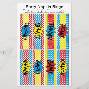 Flyer 8 por folha Cartoon Super Hero Paper Napkin Rings