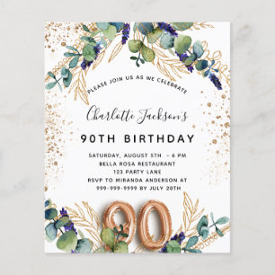 Flyer 90 de aniversário de eucalipto