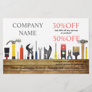 Flyer A renovação utiliza ferramentas a construção d