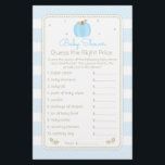 Flyer Abaixe a abóbora e adivinha o jogo do Chá Price Ba<br><div class="desc">Design de chá de fraldas de abóbora de pré-disquete em azul e esticado sobre fundo listrado, acentuado com pontos minúsculos de suíte. Estão disponíveis esquemas de cores adicionais e itens de coordenação neste design. Entre em contato conosco se precisar deste design aplicado a um produto específico! Muito obrigado por ver...</div>