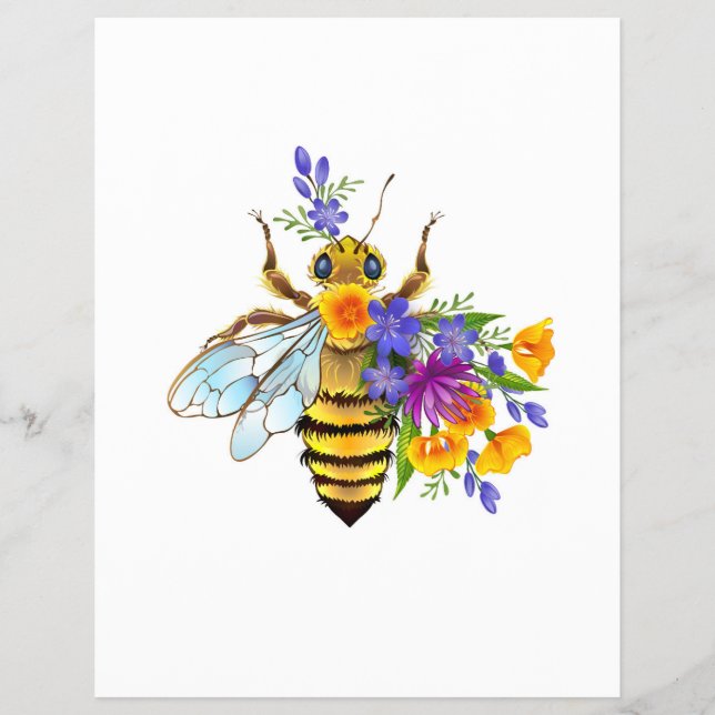Flyer Abeja flor com plantas silvestres (Frente)