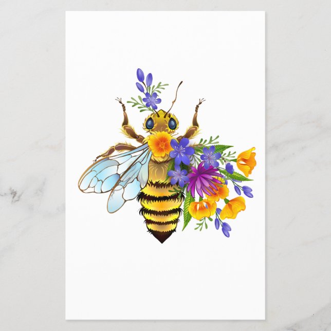 Flyer Abeja flor com plantas silvestres (Frente)