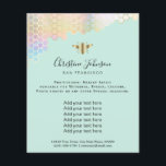 Flyer abelha alveolada sobre fundo da menta<br><div class="desc">folheto de maquiagem profissional do salão de beleza</div>