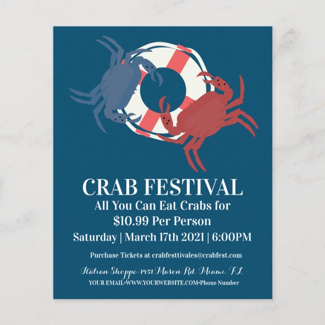 Flyer Abertura do Fundraiser do restaurante Crab Festiva (Frente)