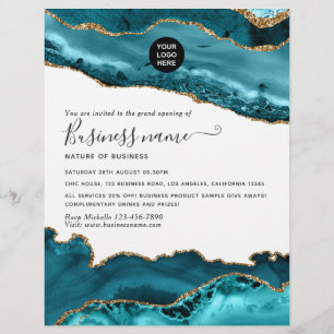 Flyer Abertura Grandiosa Turquesa e Ágata Dourada