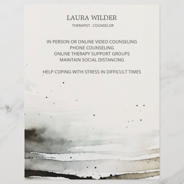Flyer Abstract Watercolor Therapist Counselor (Frente)