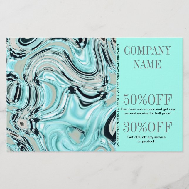 Flyer abstrato aqua azul aqua salão de aquarela (Frente)