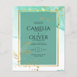 Flyer Abstrato de Álcool de Mint Green Dourado WEDDING