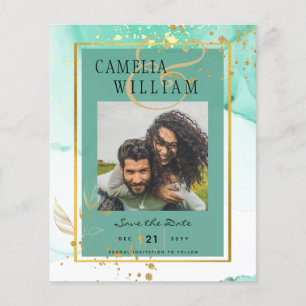 Flyer Abstrato de Álcool de Mint Green Dourado WEDDING