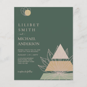 Flyer ABSTRATO Emerald Green Pampas Grass Casamento