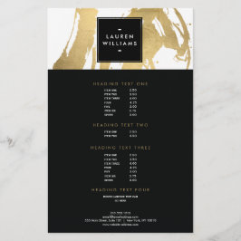 Flyer Abstrato Faux Dourados Brushstrokes em Branco