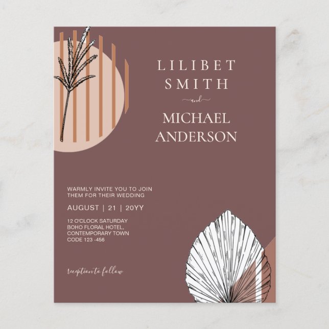 Flyer Abstrato Geométrico Japandi Wedding Escandinávia (Frente)