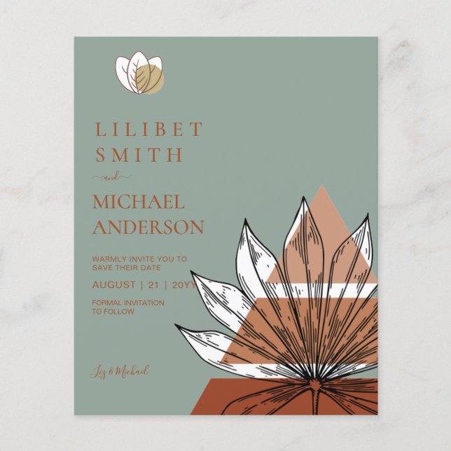 Flyer Abstrato Moderno Japandi Escandinavo Datas de Salv (Frente)