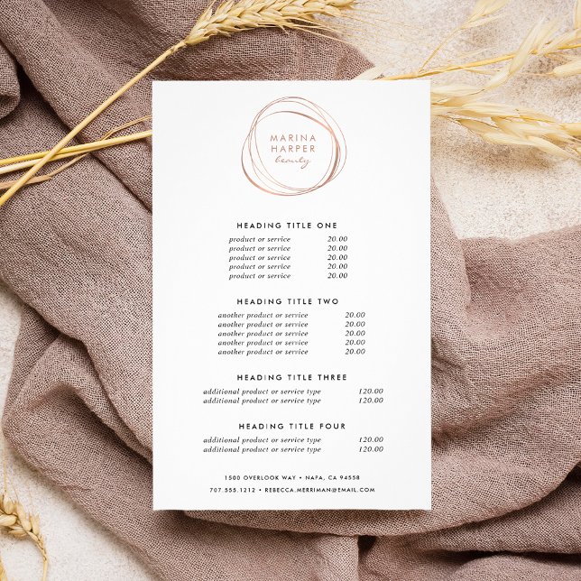 Flyer Abstrato Rosa Dourado Faux | Preços e serviços (Criador carregado)