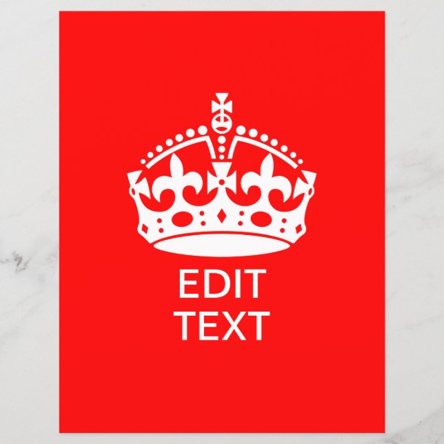 Flyer Adicione seu texto MANTER CALM CROWN em Vermelho P (Frente)