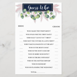 Flyer Adivinha Quem Pampas Grass Chá de panela Game Car