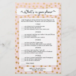 Flyer Adivinhe quem + jogos de telefone, noivado rosa do