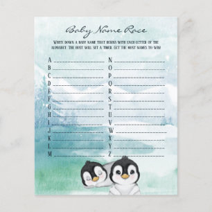 Flyer Adorável Pinguins Bebês Nome Race