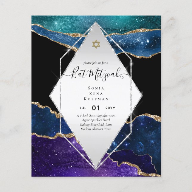 Flyer AGATE GLITTER BAT MITZVAH Convite ORÇAMENTO (Frente)