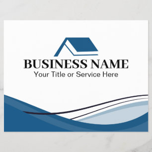 Flyer Agência Imobiliária Casa Logotipo Azul Minimalista