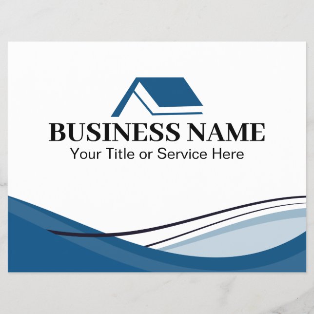 Flyer Agência Imobiliária Casa Logotipo Azul Minimalista (Frente)