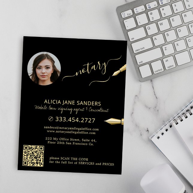 Flyer Agente de assinatura notarial de foto moderna QR d (Criador carregado)