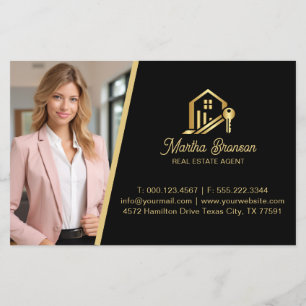 Flyer Agente Imobiliário Chave Dourada Moderna