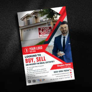 Flyer Agente Imobiliário Vermelho Profissional Comprar V