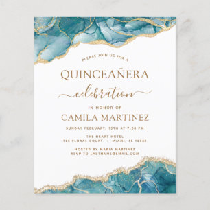 Flyer Agregado Orçamental Turquoise Quinceañera Teal D