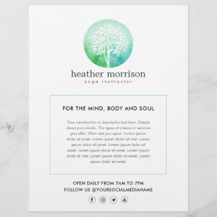 Flyer Água-forte Árvore Yoga e Bem-estar