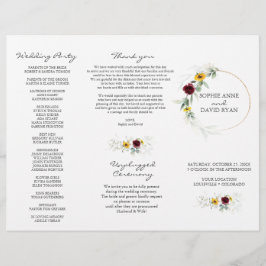 Flyer Airy Greenery Sunflower Burgundy Casamento outono