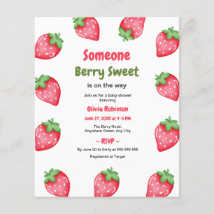 Flyer Alguém que Berry Sweet Strawberry Chá de fraldas C
