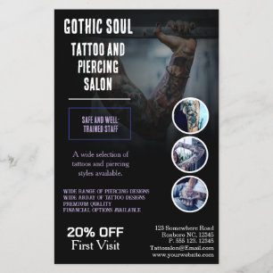 Flyer Alma Gótica Tatuagem e Piercing Salon   Profission
