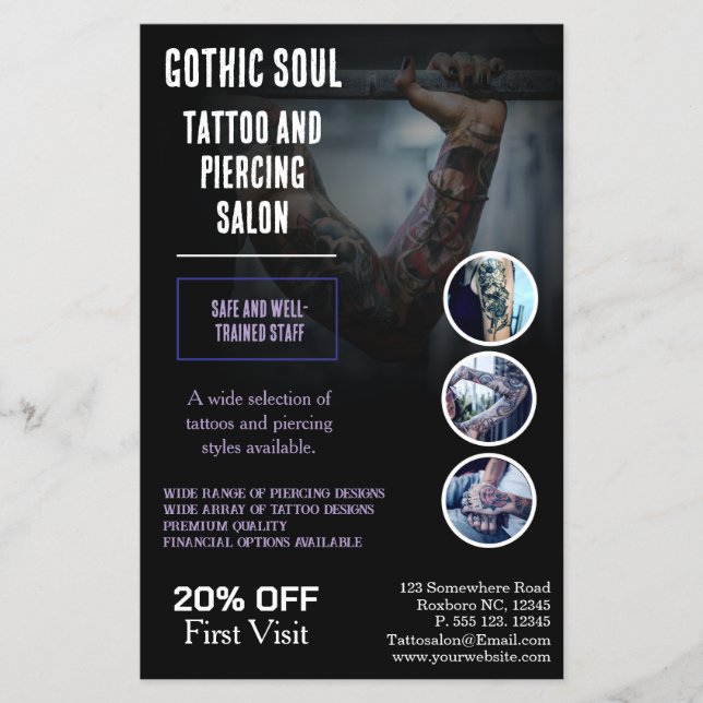 Flyer Alma Gótica Tatuagem e Piercing Salon | Profission (Frente)