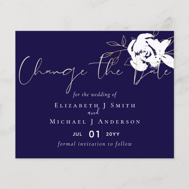 Flyer Alterar a data Marinho Azul, Dourado ORÇAMENTO (Frente)