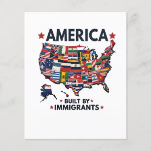 Flyer Americano Construído por Imigrantes Patriótico Ame