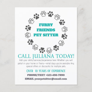 Flyer Amigos do Furry Pet Sitter Blue Business