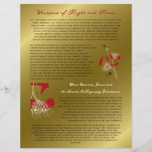 Flyer Andorinhas & Coração Chinês Floral Oriental Dourad